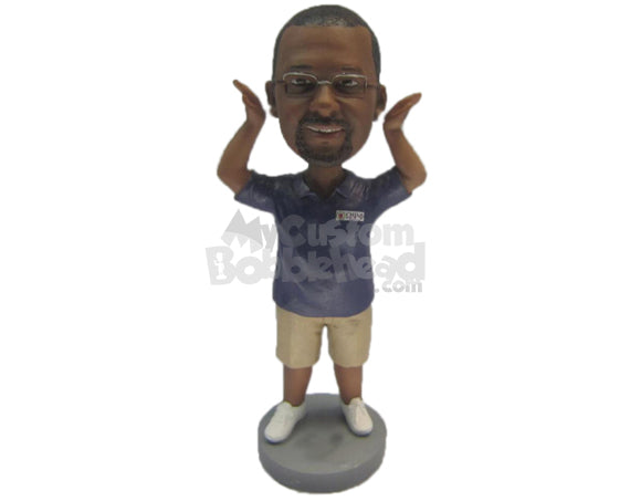 Custom Bobblehead Guy Wearing A T-Shirt And Shorts With Sneakers - Leisure & Casual Casual Males Personalized Bobblehead & Cake Topper Custom Bobblehead Guy Wearing A T-Shirt And Shorts With Sneakers - Leisure & Casual Casual Males Personalized Bobblehead & Cake Topper